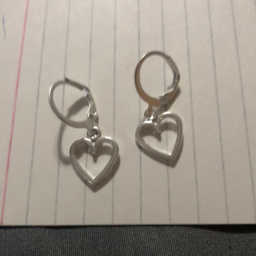 Silver Heart Dangle Earrings - Classic Women's Jewelry